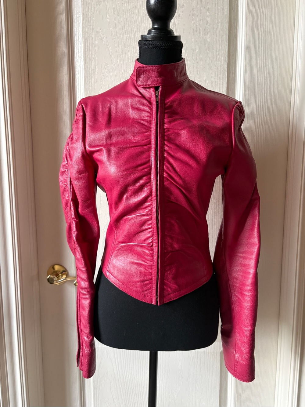 Y2K Le Chateau Fitted Pink Leather Jacket